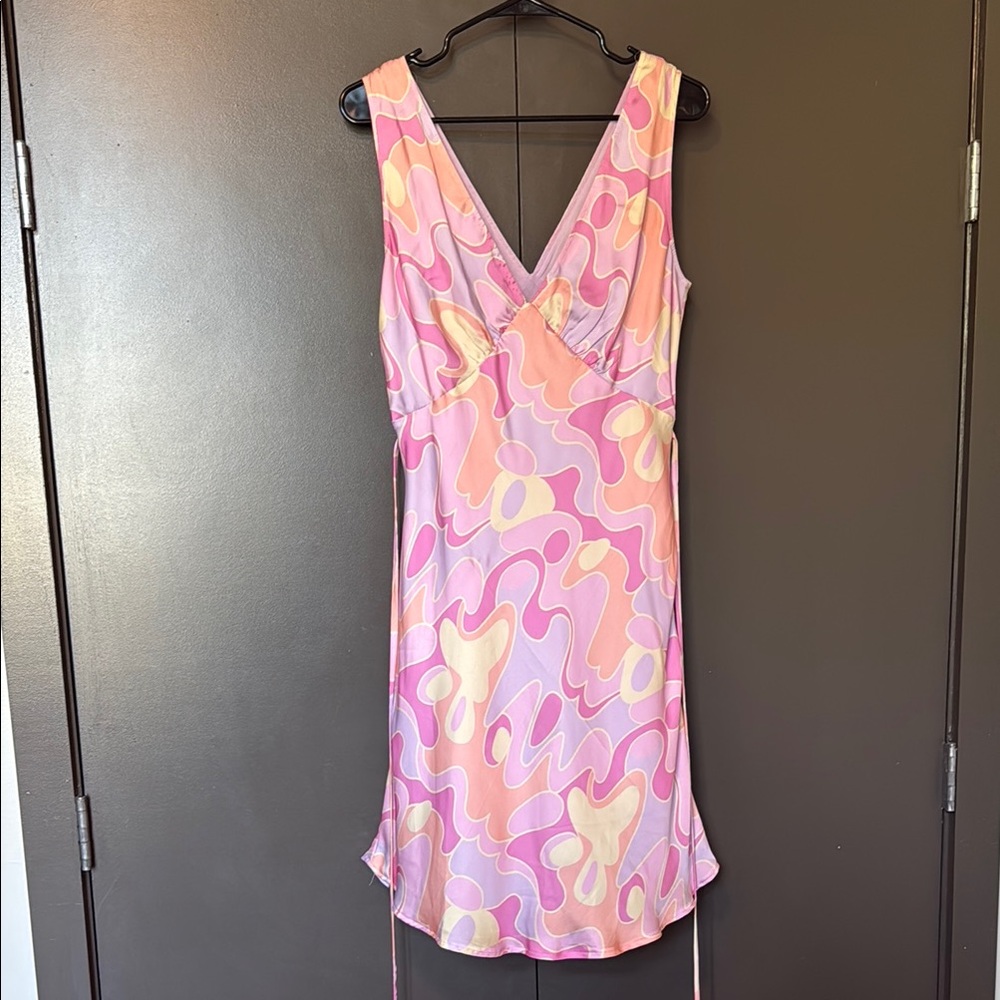 Peppermayo 70s Swirl Pattern Midi Slip Dress